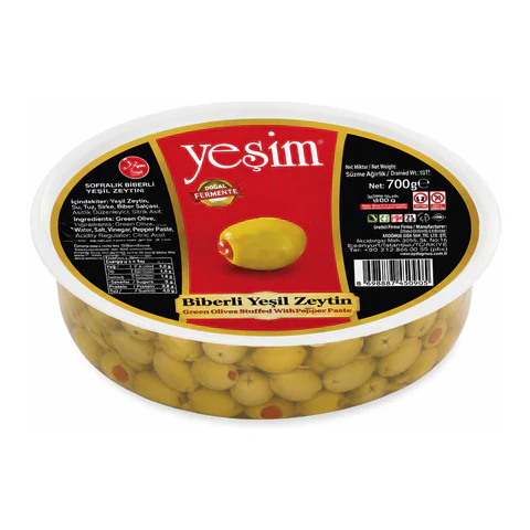 Yeşil Zeytin Biberli Vakum 700GR 231-260 L