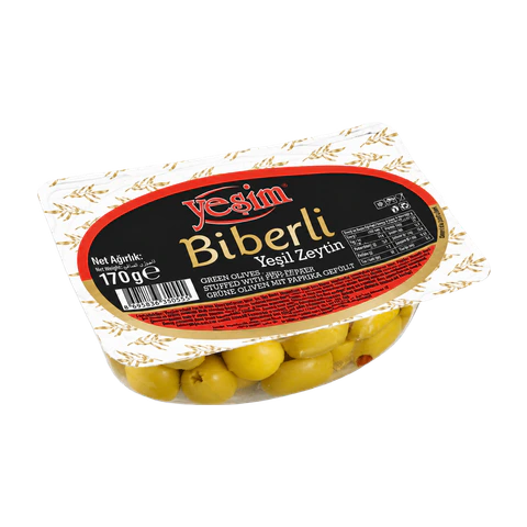Yeşil Zeytin Biberli 170GR 231-260 L