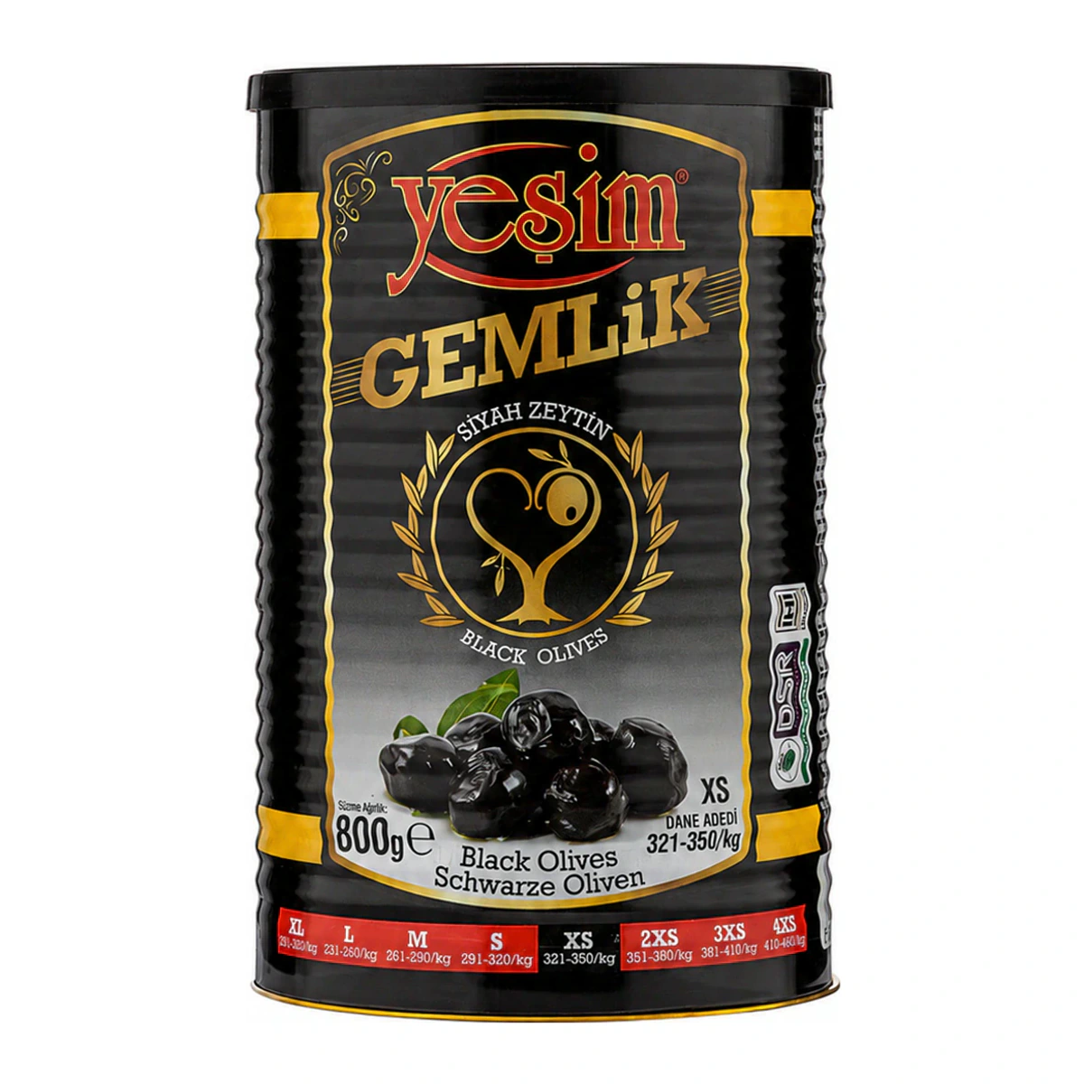 Gemlik Siyah Zeytin Salamura 800GR 321-380 XS-2XS