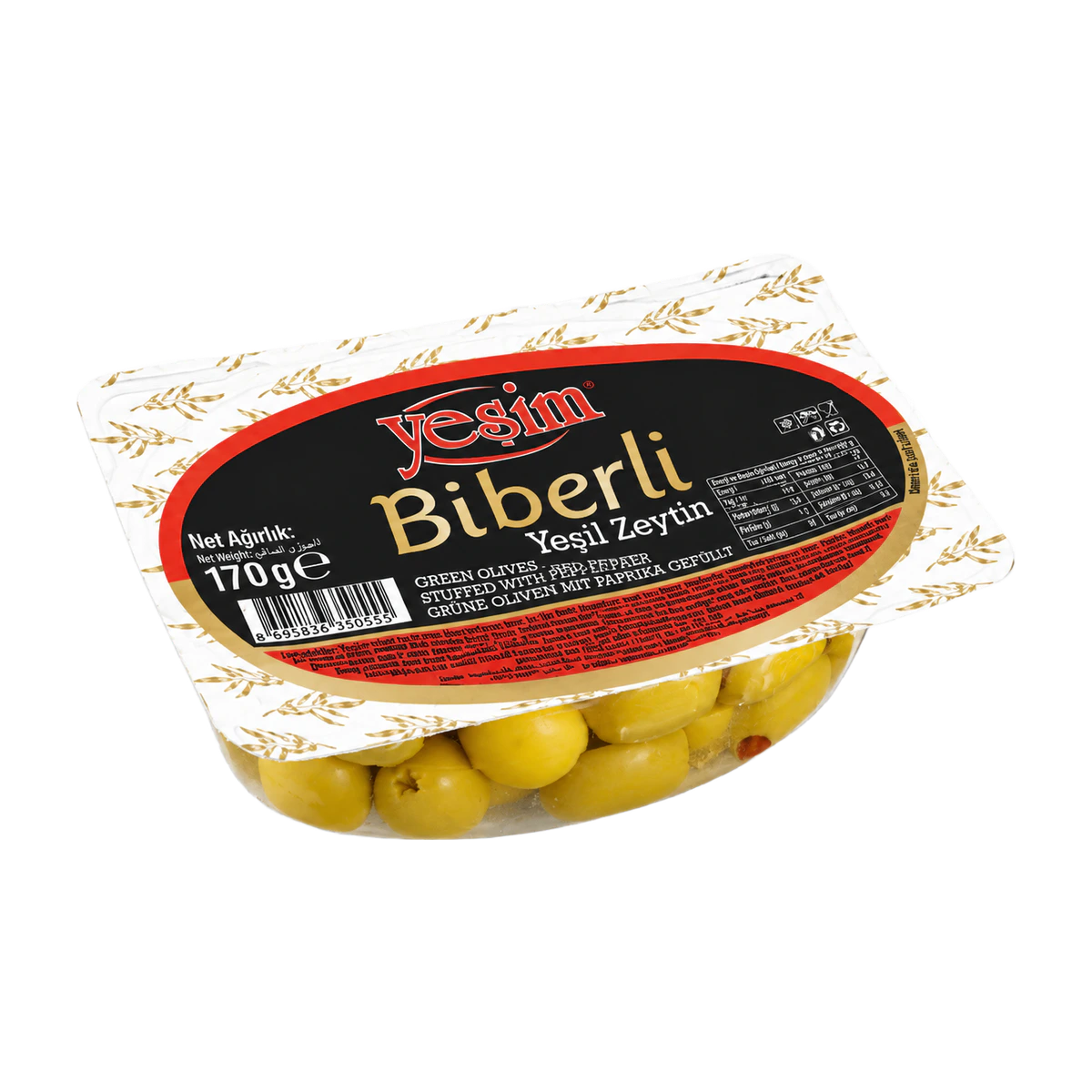 Yeşil Zeytin Biberli 170GR 231-260 L